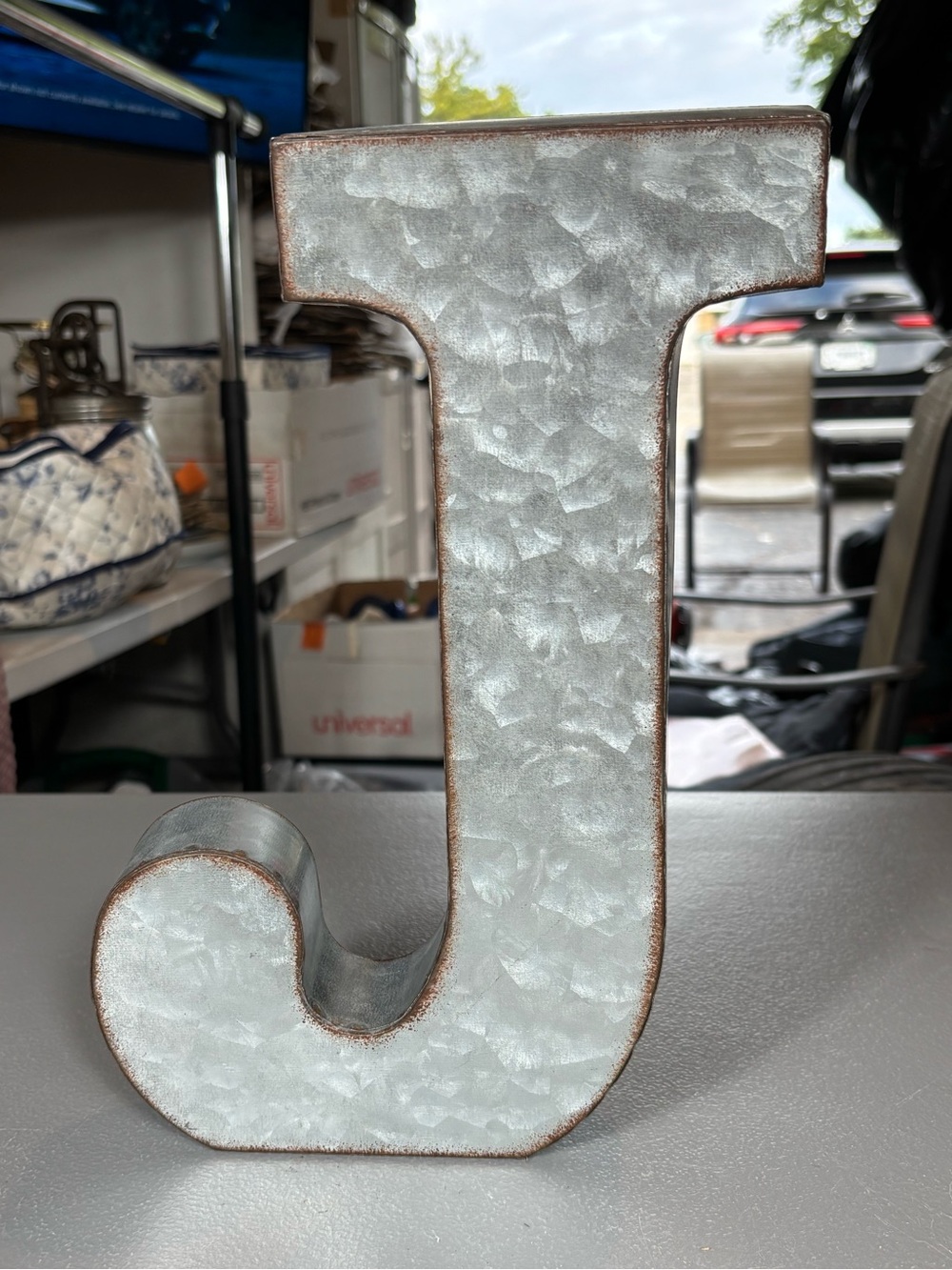 Galvanized Metal Letter J Rustic Farmhouse Industrial Wall Decor 12”